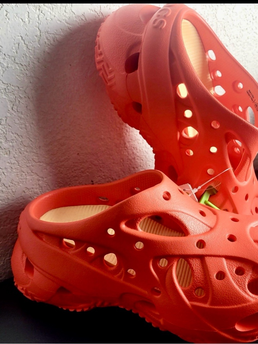 CROCS Women's Coral Red Vented Slip-On Sandals